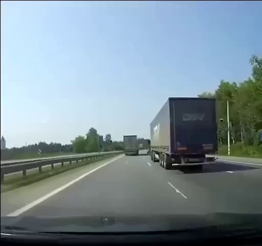 The truck driver did not notice the car